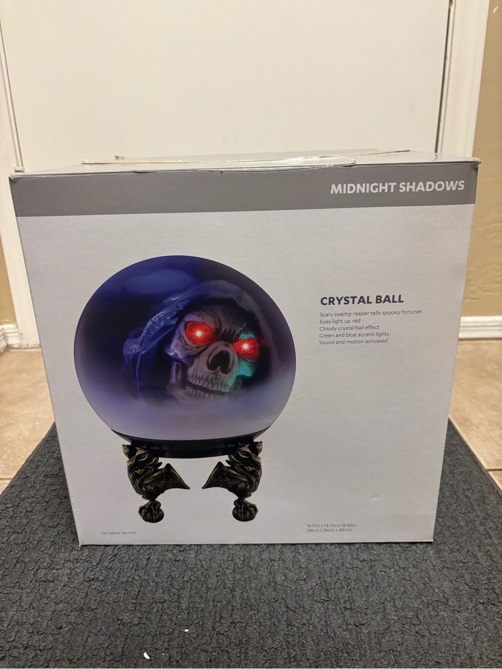At Home Midnight Shadows Crystal Ball with Animated Skull - Purple
